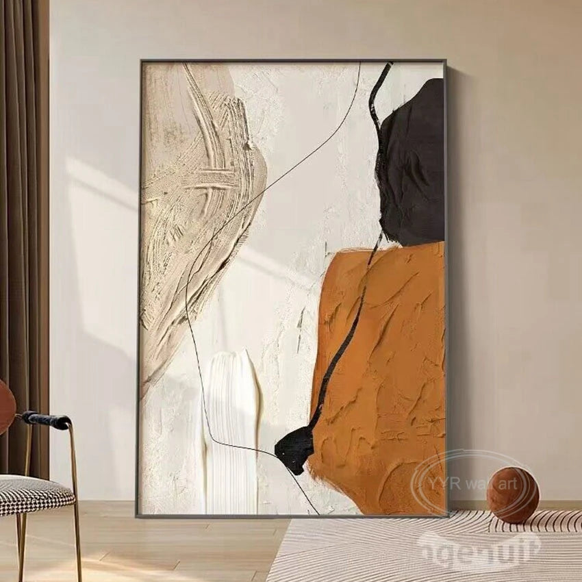 Pintura al óleo abstracta nórdica moderna con colores combinados, gruesa y hecha a mano, para decoración del hogar, dormitorio, comedor y sala de estar (mural).