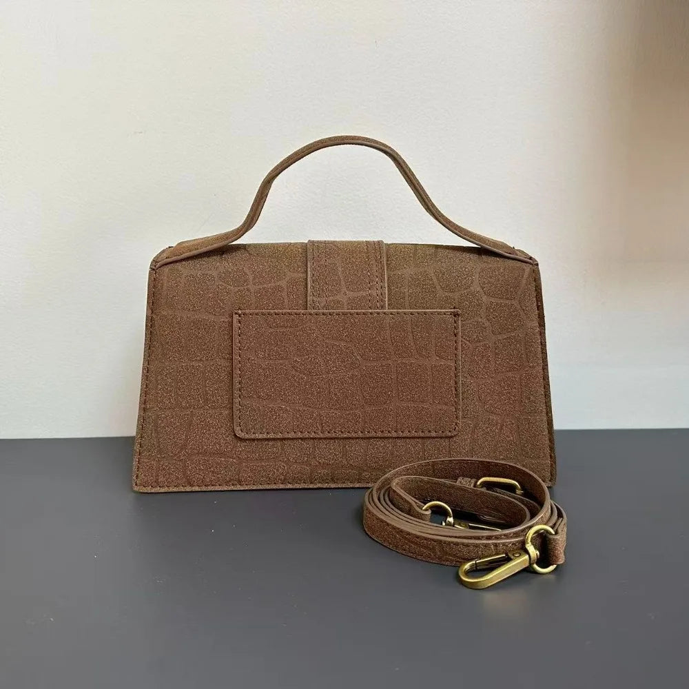 Bolso de mano para mujer de 24"Ja 2026, nuevo, de microfibra esmerilada con relieve, bandolera individual.