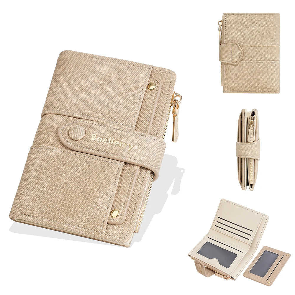 Carteras cortas de mujer Baellerry New Fashion con cremallera, monederos de alta calidad, monedero para mujer con clip para tarjetas desmontable.