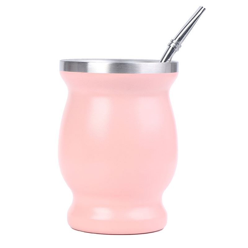 Mate de acero inoxidable 304 de 8 oz, calabaza para mate argentina con bombillas.