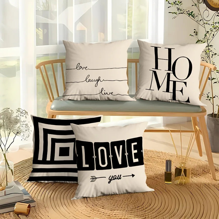Funda de almohada con estampado abstracto de elementos naturales para dormitorio, sala de estar, sofá, decoración del hogar. Funda de cojín de poliéster con cremallera.