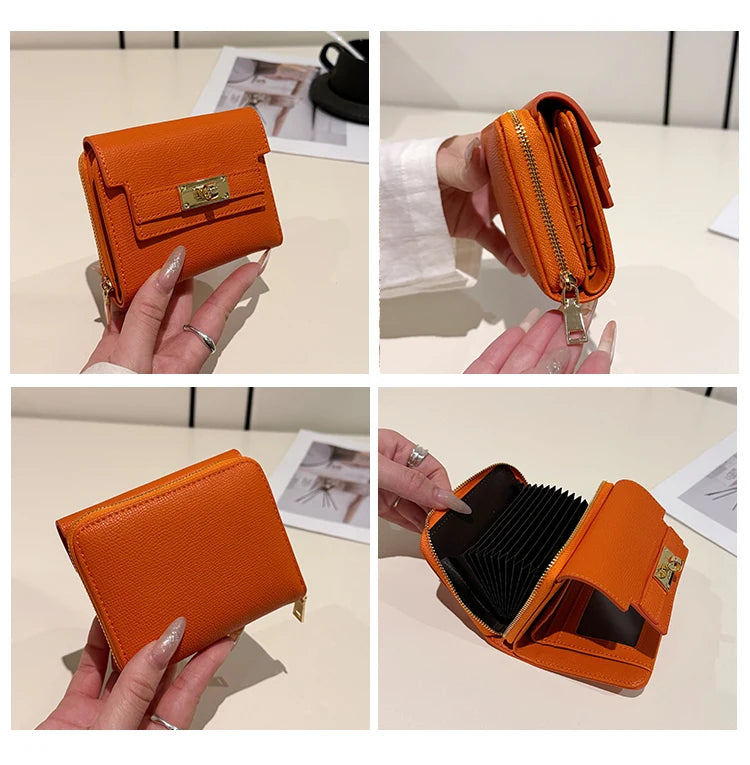 Cartera retro para mujer, gran capacidad, múltiples ranuras para tarjetas, comercio exterior, multifuncional, plegable en tres partes.