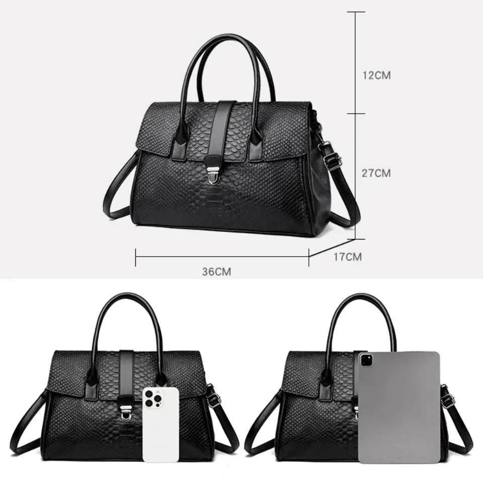 Bolso grande de alta calidad con estampado de serpiente, bolsos de piel, bolso de hombro para mujer, bolso de compras para mujer, bolso de mano informal de moda, bolso de mano Sac