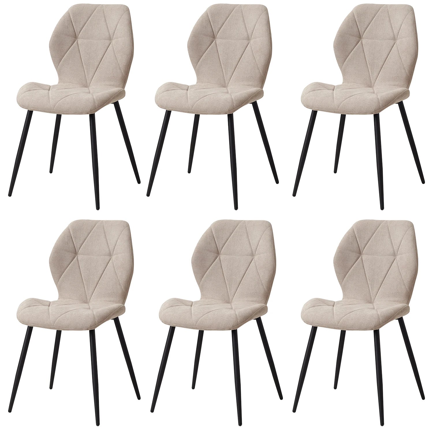 Juego de 2/4/6 sillas de comedor EGOONM, tapizadas en tela de lino acolchada, con patas de metal, ideales para balcón, restaurante o comedor.