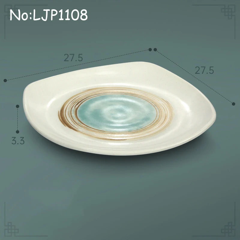 Juego de platos planos de melamina, bandeja comercial para comida rápida, plato plano para sushi y filete de restaurante, estilo palacio, vajilla irrompible