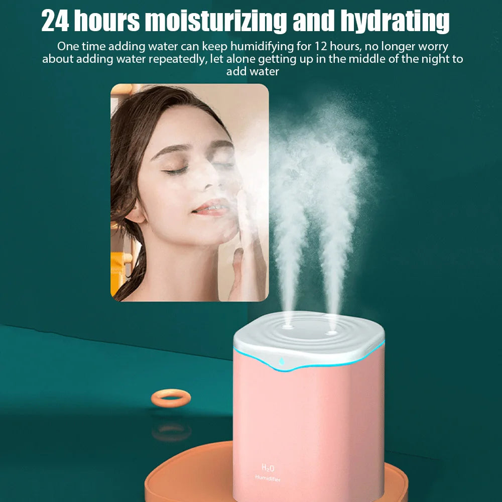 Humidificador de doble pulverización de gran capacidad de 2 litros USB para el hogar, la oficina y el escritorio, difusor de aroma, purificador de niebla, aceite esencial, humidificador de aire