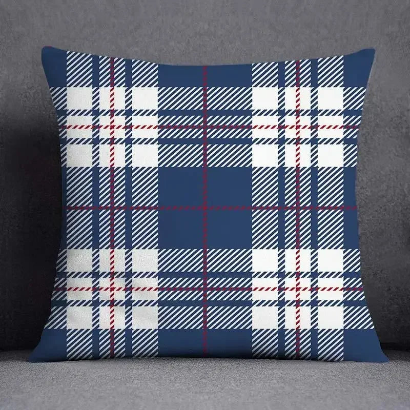 Funda de cojín de 45x45 cm con estampado geométrico, poliéster, azul grisáceo, funda de almohada para sofá, cojín decorativo, funda de almohada para el hogar