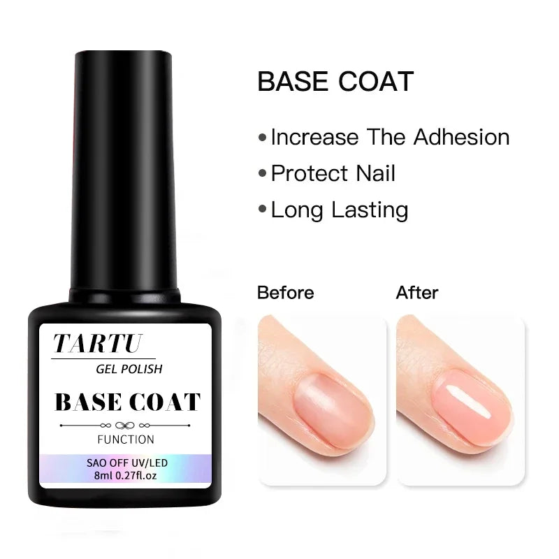 Set de gel funcional para decoración de uñas de 8 ml (1/2/3 unidades) con base y capa superior con efecto diamante, acabado mate y removedor.