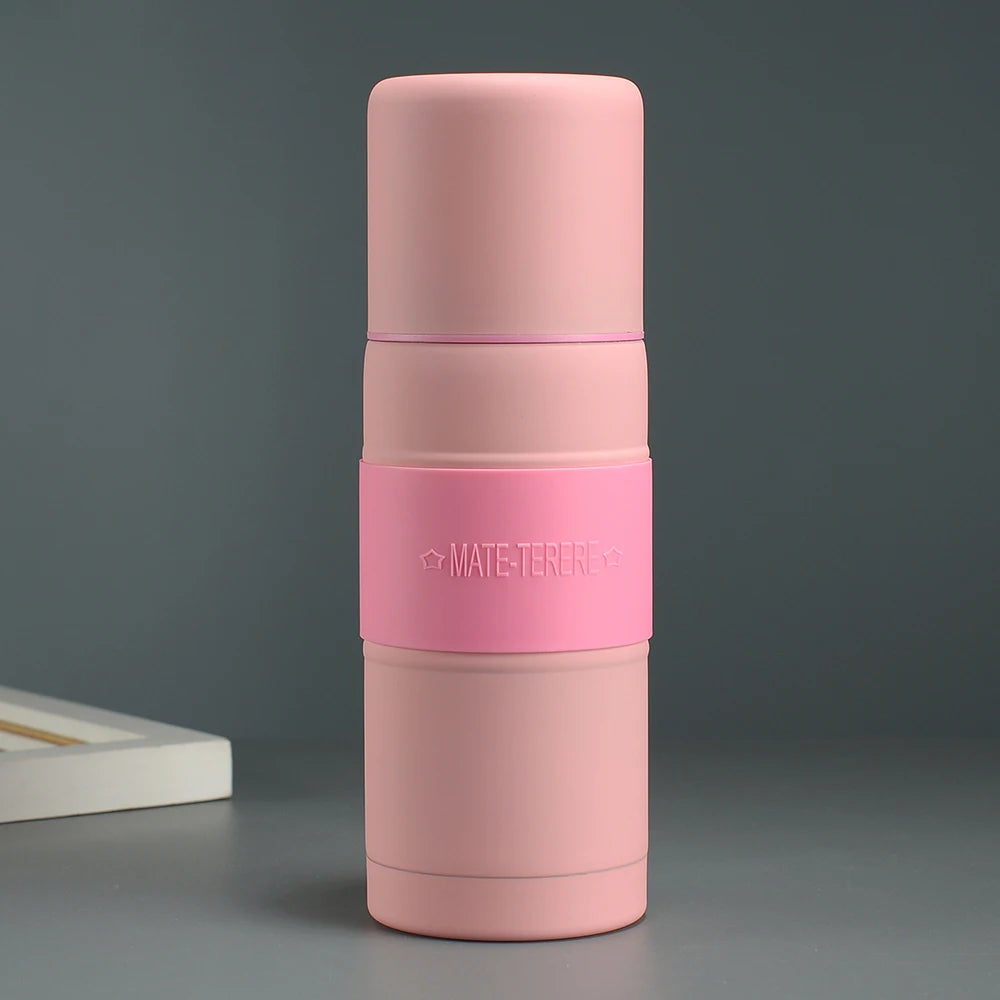 TERMO de acero inoxidable con aislamiento al vacío, portátil con pajita filtrante, para preparar té de hojas sueltas y yerba mate.