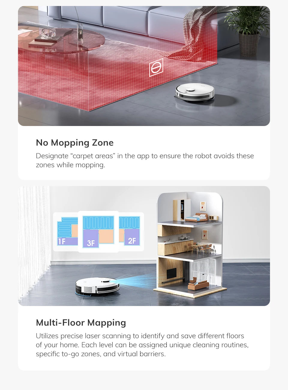 ILIFE A30 PRO, aspiradora y fregona robot con potencia de succión de 5000 Pa, vaciado automático, capacidad para 60 días, control por aplicación/mando a distancia, autonomía de 180 minutos.