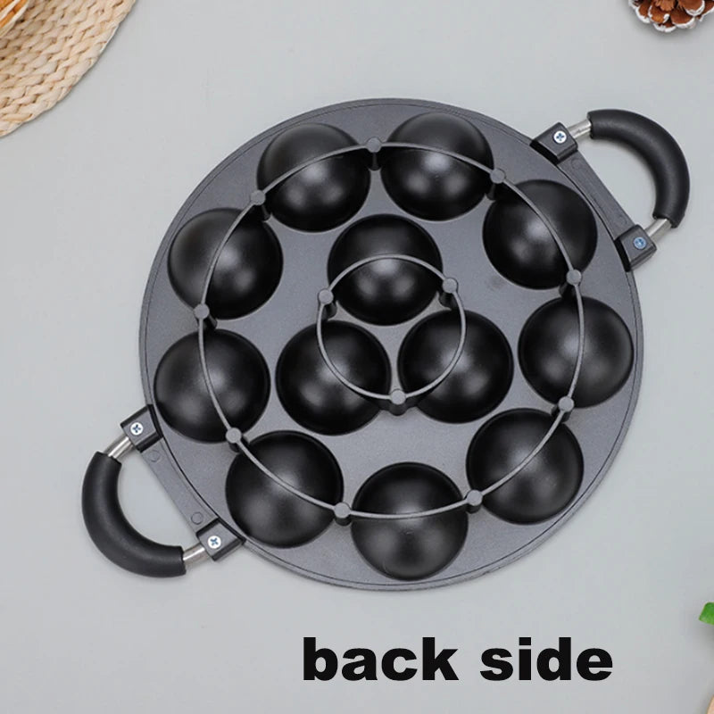 Sartén para takoyaki con 12 moldes, sartén antiadherente de aleación de aluminio para hacer takoyaki, ideal para preparar bolas de pulpo y panqueques.