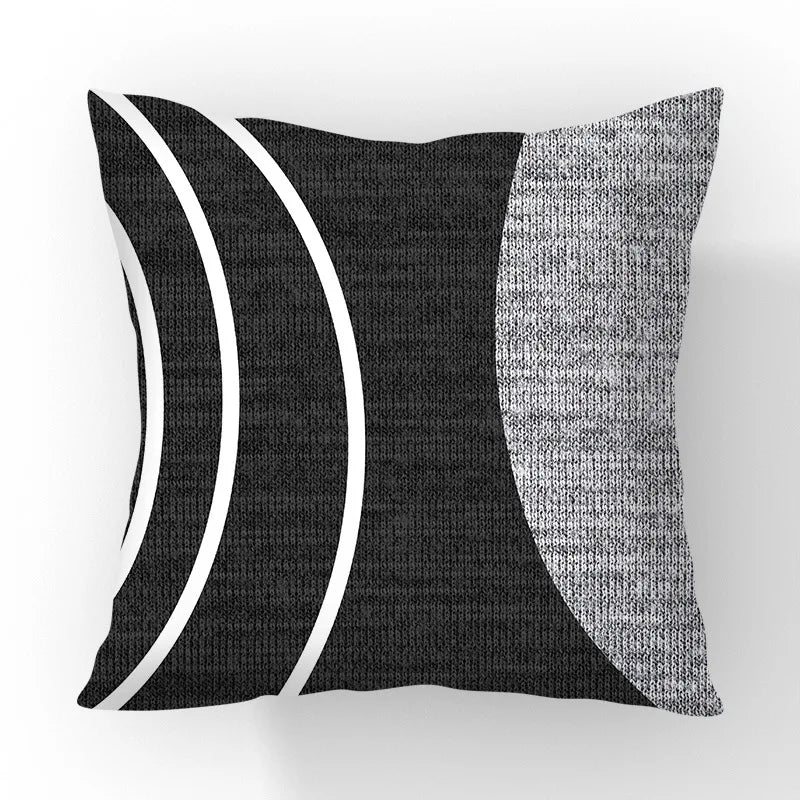 Funda de cojín geométrica en blanco y negro VIKAMA, funda de cojín moderna y minimalista para sofá de salón, funda de almohada para coche, decoración del hogar