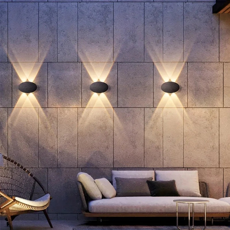 Lámpara de pared LED ovalada moderna y sencilla de 4 W para exteriores e interiores, resistente al agua IP65, luz cálida, voltaje de 85 V a 265 V.