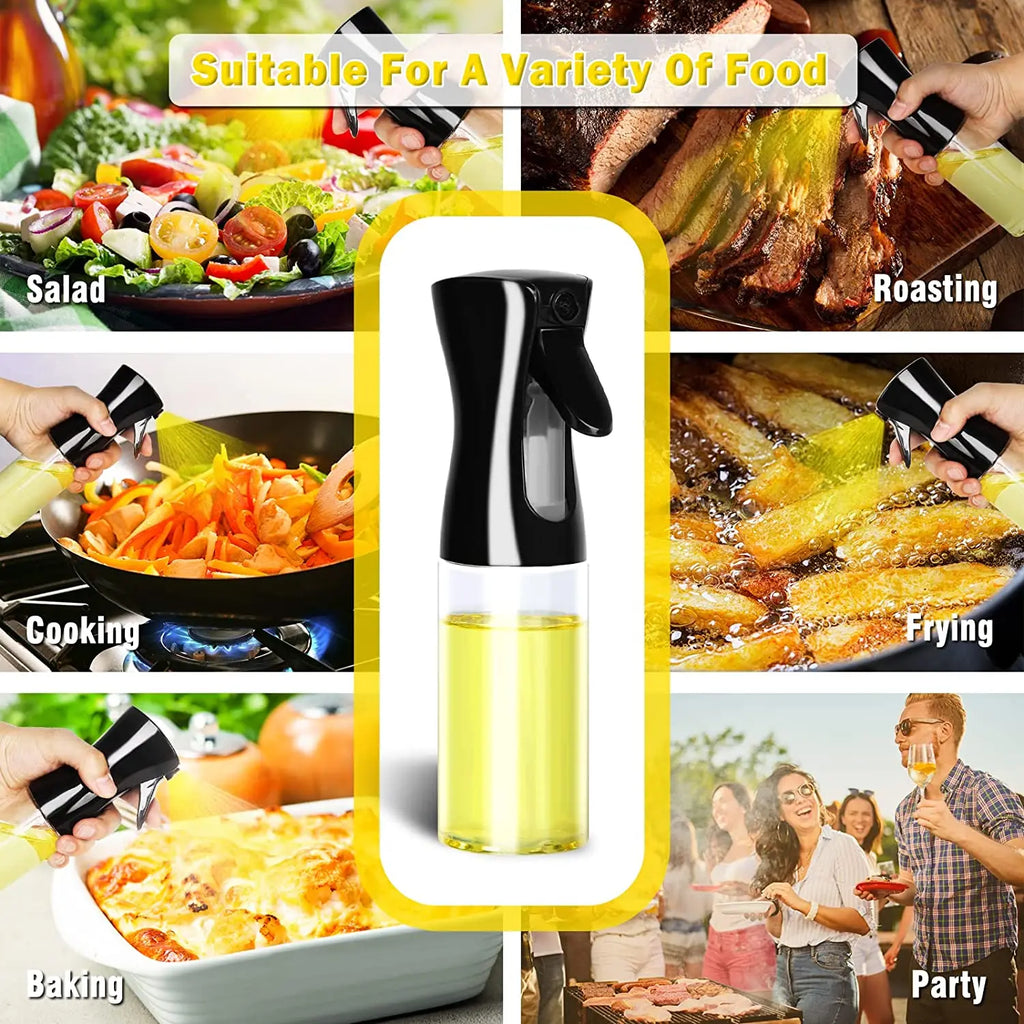 Botella pulverizadora de aceite de 200/300/500 ml para barbacoa, cocina, aceite de oliva, pulverizador de aceite de plástico para hornear, botella vacía, botella de vinagre o pincel de aceite