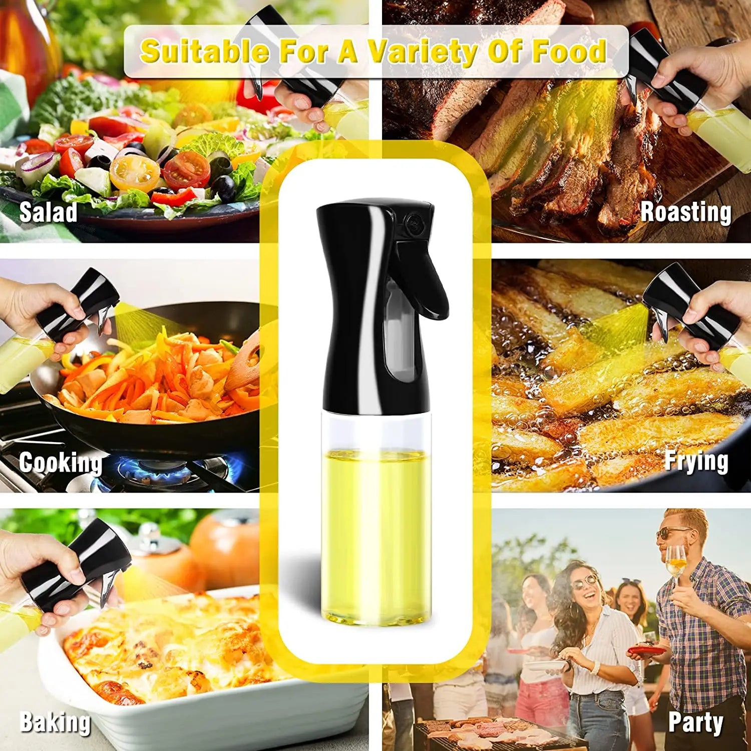 Botella pulverizadora de aceite de 200/300/500 ml para barbacoa, cocina, aceite de oliva, pulverizador de aceite de plástico para hornear, botella vacía, botella de vinagre o pincel de aceite