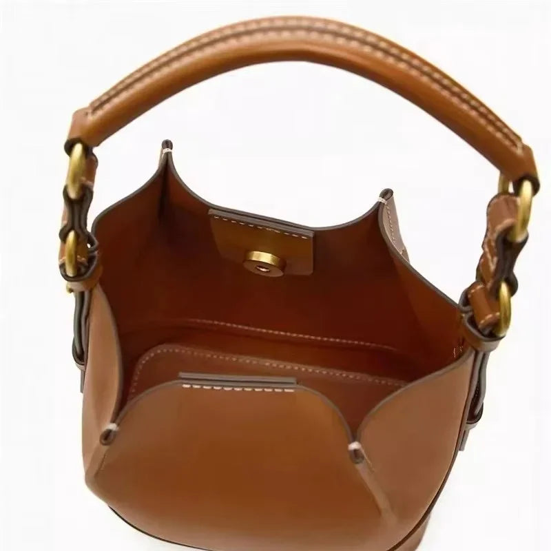 Nuevos bolsos tipo cubo de gran capacidad para mujer con correa ancha para el hombro, bolso de hombro individual con cordón, bolso de mano cruzado