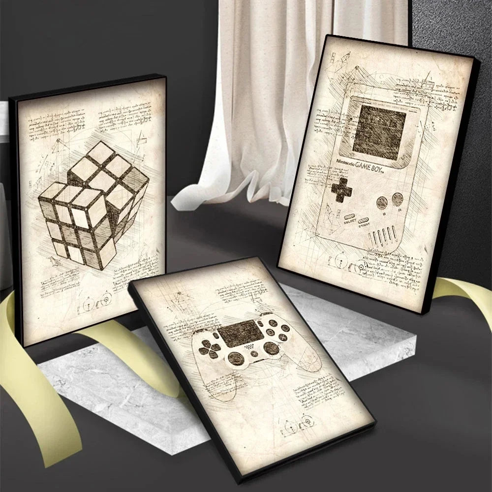 Póster de juego de realidad virtual con diseño vintage pop, cuadros, lienzos, decoración para sala de jugadores y hogar.
