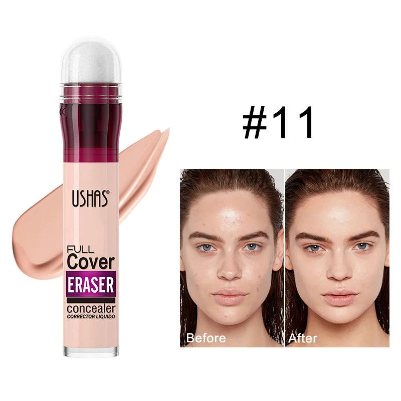 Corrector con cabezal de esponja para ojeras, lágrimas, pecas, acné, pigmentación e imperfecciones, creando una piel de aspecto natural.