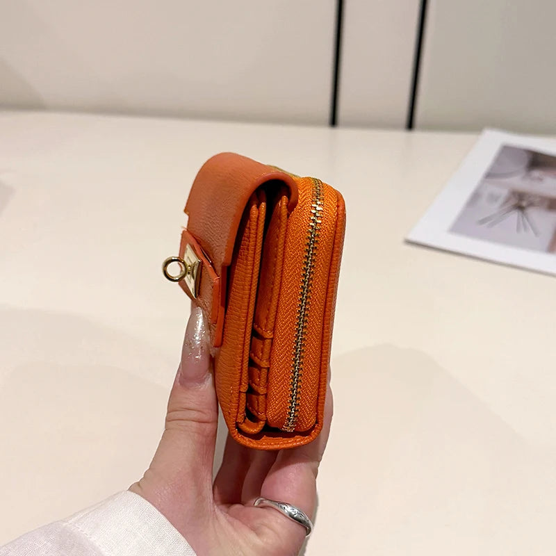 Cartera retro para mujer, gran capacidad, múltiples ranuras para tarjetas, comercio exterior, multifuncional, plegable en tres partes.