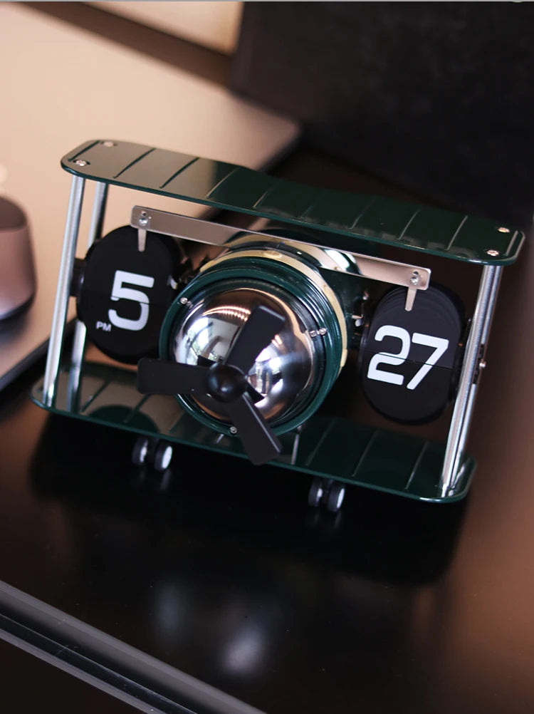 Reloj de escritorio mecánico con diseño de avión retro, temporizador electrónico automático vintage, adorno para el hogar