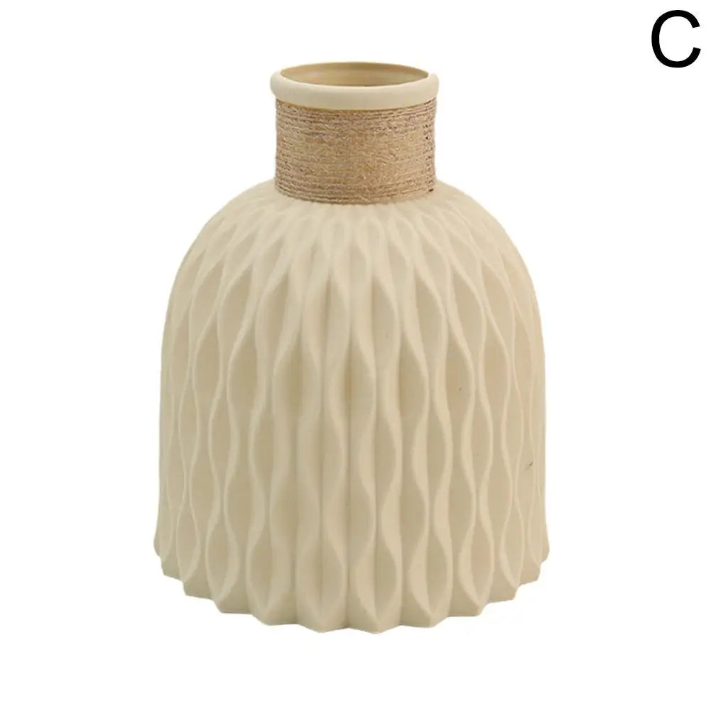 Jarrón de plástico con cuerda, arreglo floral, maceta DIY, sala de estar, porcelana, imitación de flor, adornos de decoración para el hogar.