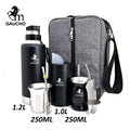 1 juego/lote de kits de viaje de yerba mate Gaucho que incluyen termo de acero inoxidable, taza de calabaza, bombilla, pajita, lata de té y separador de filtro.