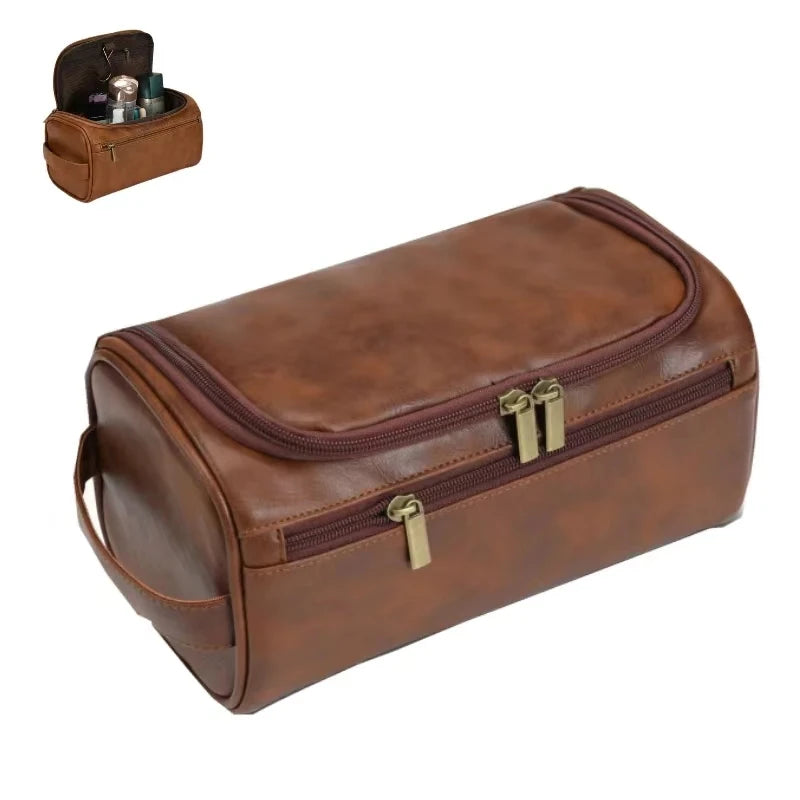 Neceser de cuero para hombre y mujer, neceser colgante para hombre, neceser de viaje, neceser grande para cosméticos.