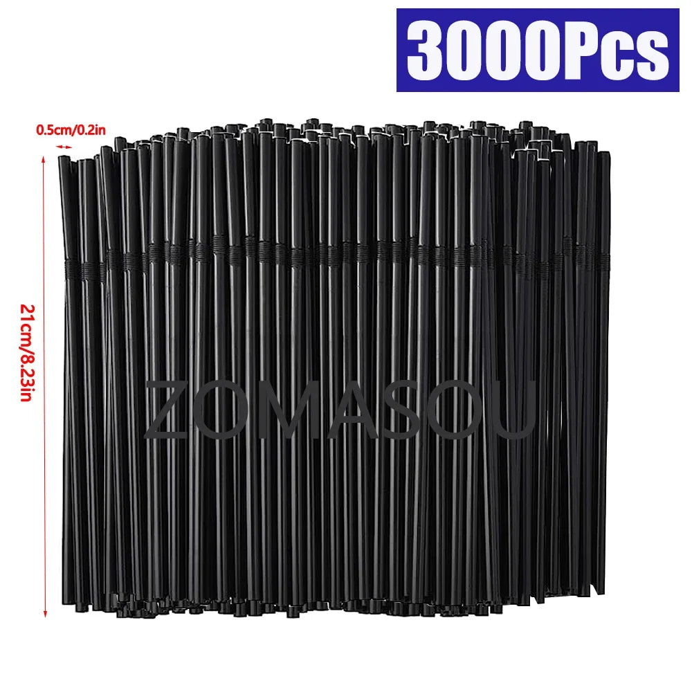 50-3000 unidades de pajitas negras y multicolores para bebidas, cócteles, fiestas, bodas, cocina, accesorios de cocina