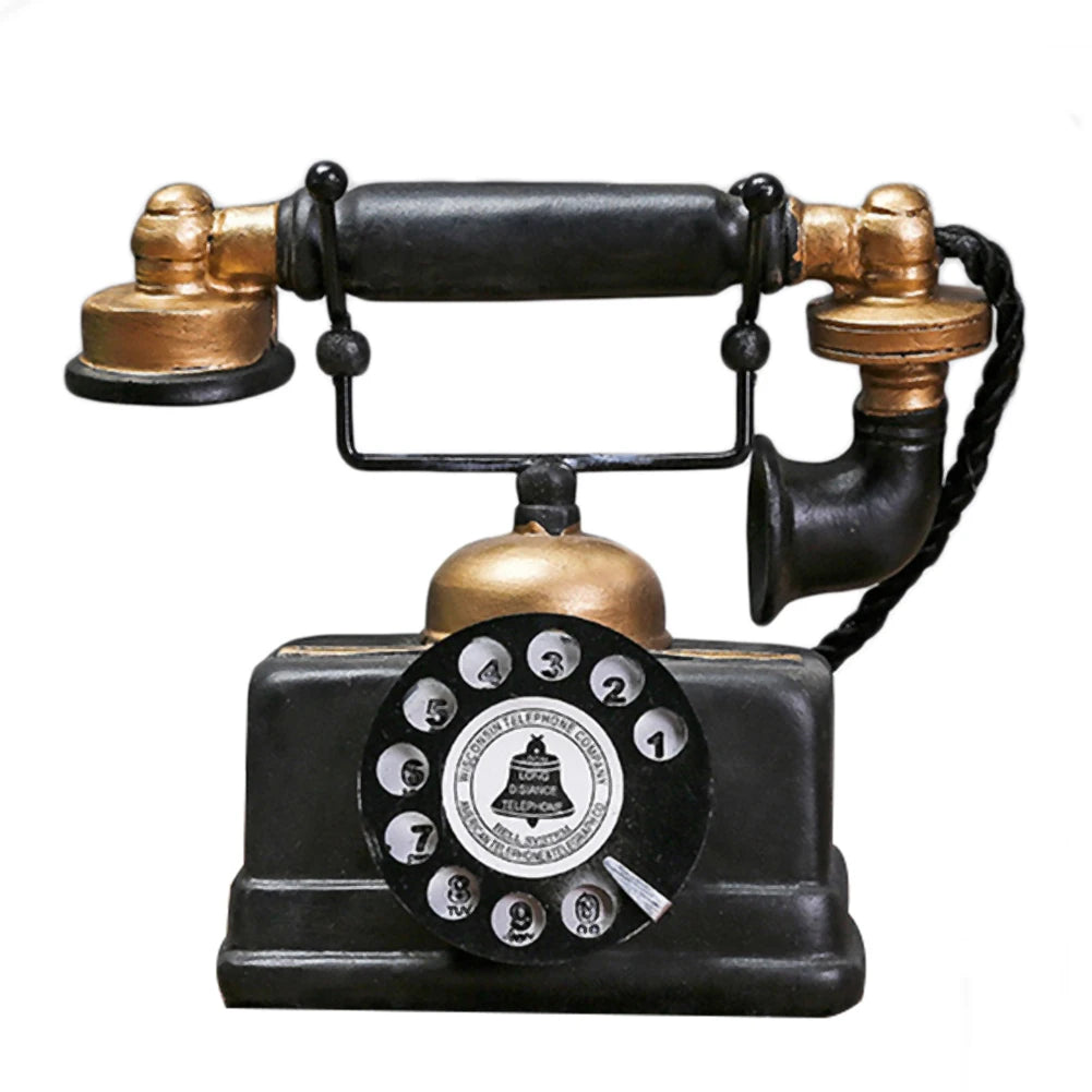 Modelo de teléfono antiguo Adorno de escritorio antiguo Decoración artesanal para bar y hogar Regalo Acabado exquisito Ambiente sencillo