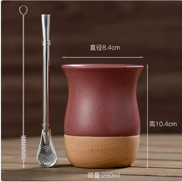 Mate de cerámica con pajita