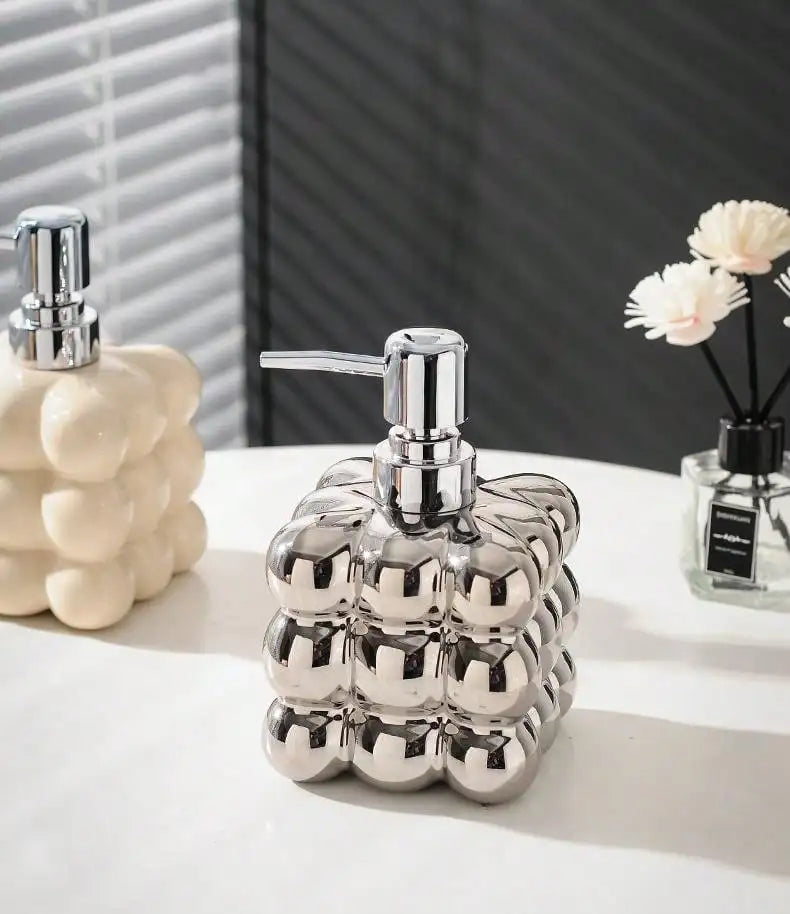 Dispensador de jabón líquido de 300 ml con dosificador de presión, botella separada, accesorios de baño, dispensador de champú y gel de ducha de cerámica para el hogar.