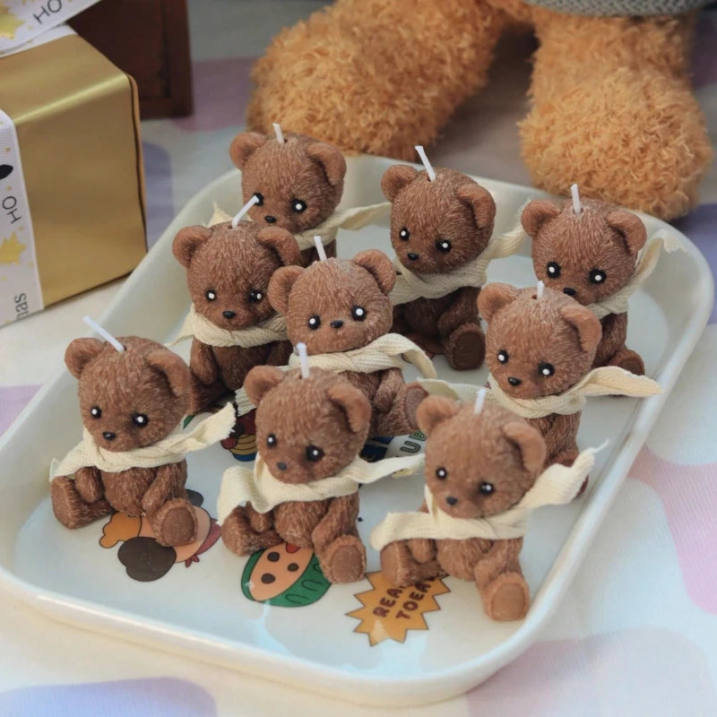 1/2pcs Scented Candle Simulation Teddy Bear Shape Fragrance Cute Souvenir Gift Atmosphere Creative Handmade High-end Bear Candle