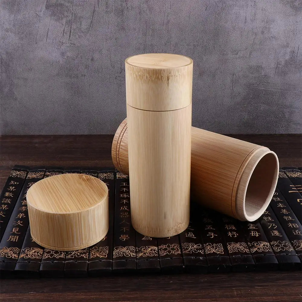 Caja de té hecha a mano, caja de almacenamiento de bambú, bote de té, tapa hermética, tarros de almacenamiento de cocina, accesorios, caja de especias, organizador