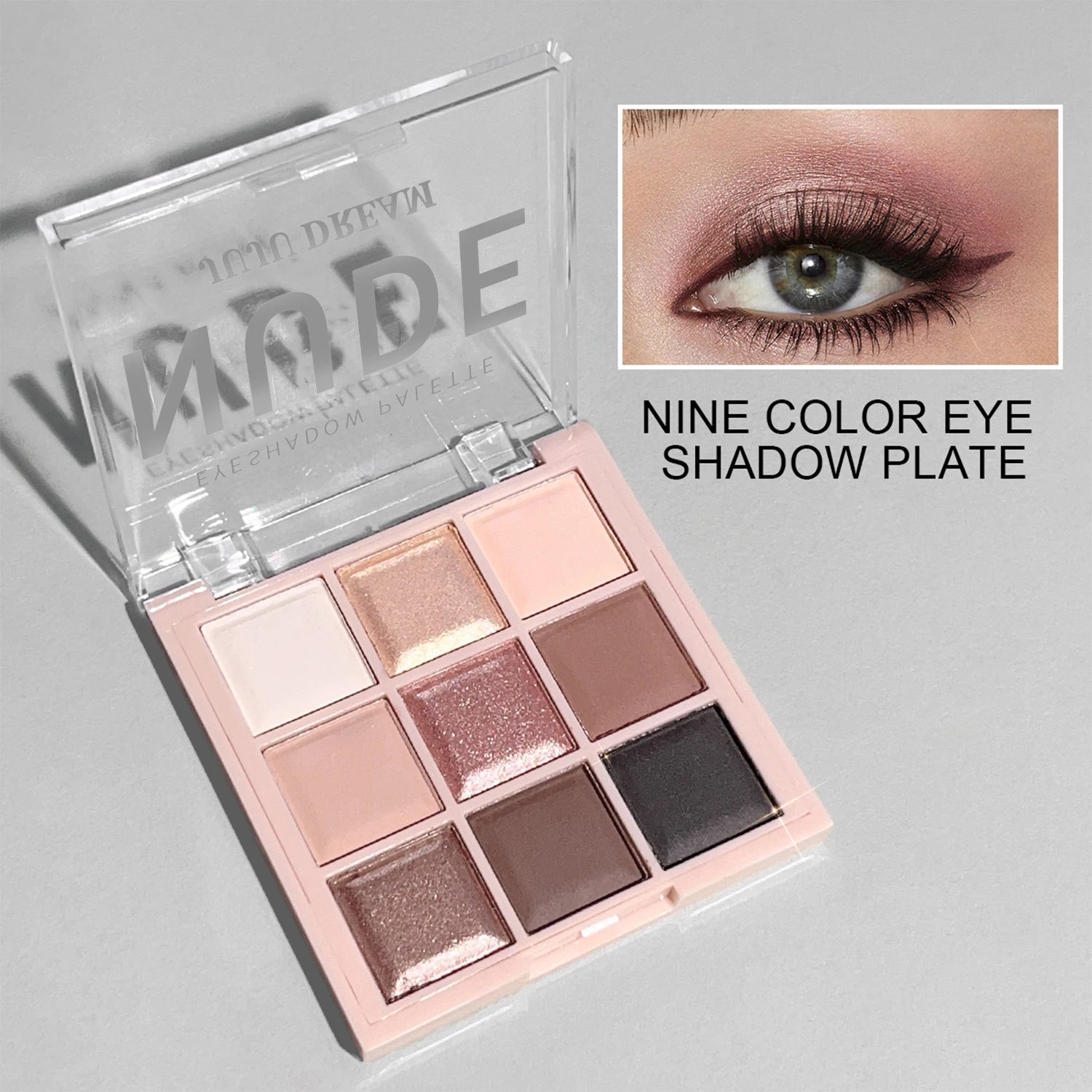 Paleta de sombras de ojos JUJU DREAM de 9 colores, acabado mate y brillante, tonos suaves de té con leche, compacta y fácil de usar para el maquillaje diario de los estudiantes.