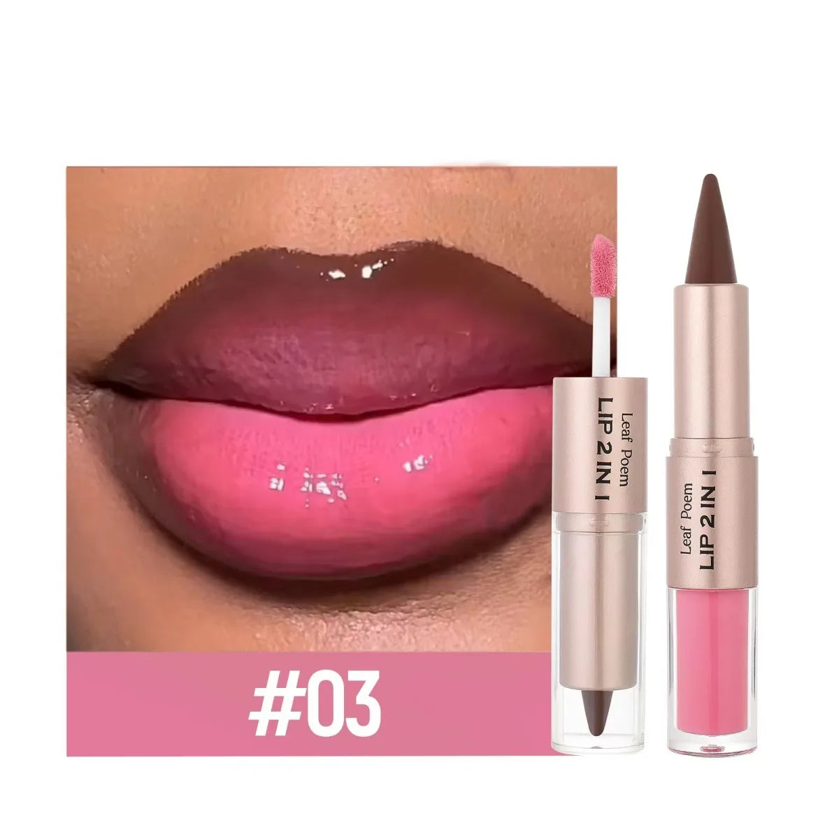 Delineador de labios 2 en 1 cónico degradado, brillo labial nude marrón efecto espejo, delineador de labios mate, resistente al agua, contorno de labios, maquillaje no pegajoso.