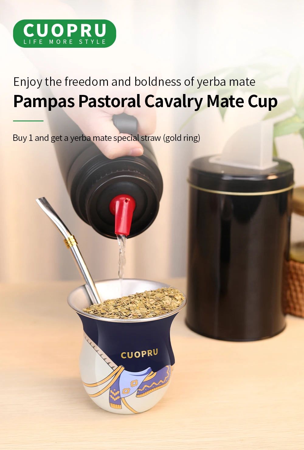 Mate 2025 con bombillas y pajita, 200 ml, Argentina Gauchos, estilo silla de montar.