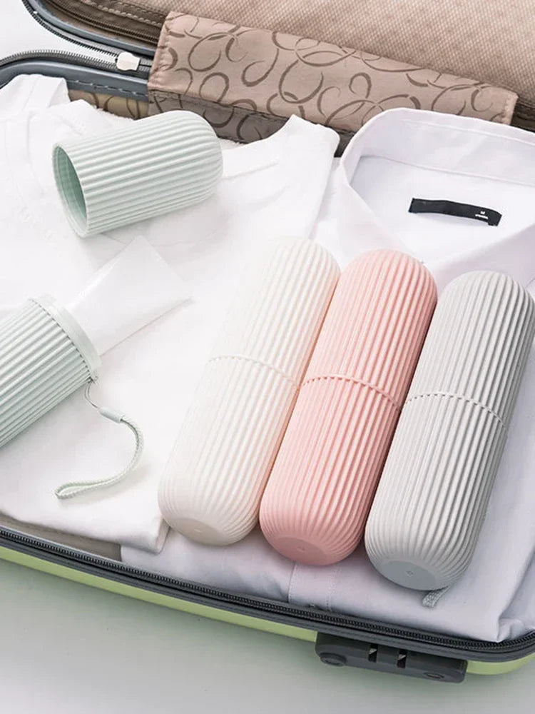 1 unidad de vaso portátil para cepillo de dientes, soporte para pasta de dientes para baño, estuche organizador, caja de almacenamiento para artículos de aseo de viaje, vaso de almacenamiento nuevo y creativo