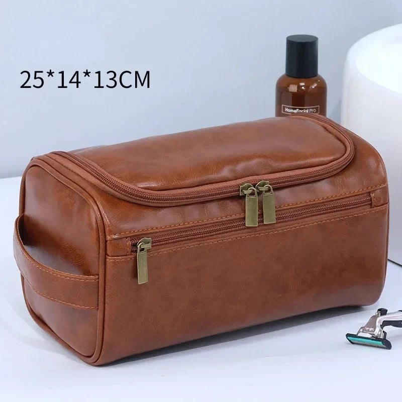 Neceser de cuero para hombre y mujer, neceser colgante para hombre, neceser de viaje, neceser grande para cosméticos.