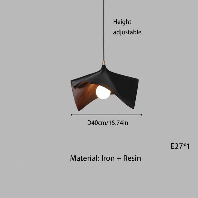 Lámpara de techo LED con pantalla de resina negra y blanca de diseño minimalista, ideal para decorar mesas de comedor, bares y dormitorios.