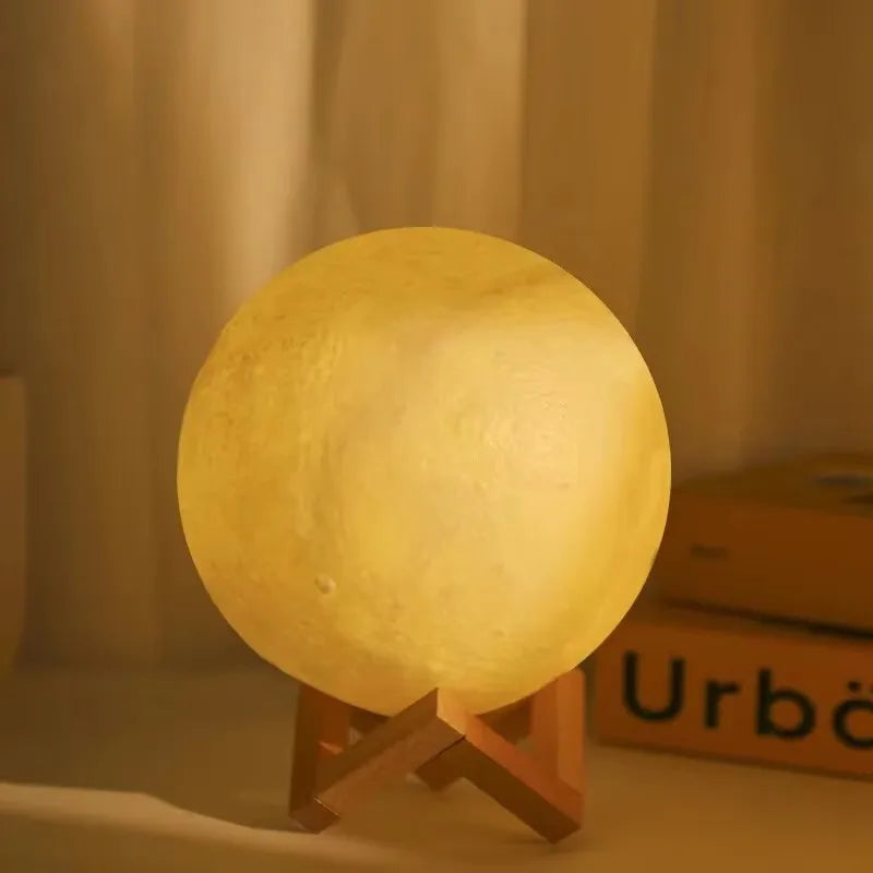 Lámpara de luna inalámbrica de 12 cm con 7 colores cambiantes, lámpara de mesa romántica con botón y funcionamiento a pilas, iluminación para interiores.