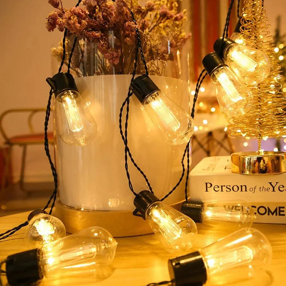 1 unidad de guirnalda de luces solares, lámparas de jardín impermeables para exteriores, jardín, terraza, balcón, camping, decoración retro para fiestas.
