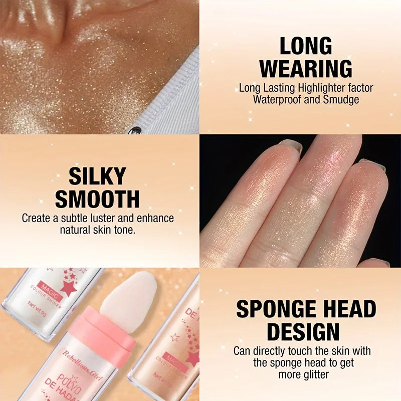 Barra iluminadora Fairy Powder: rubor de contorno brillante para iluminar y definir tus facciones.