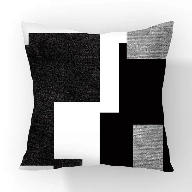 Funda de cojín geométrica en blanco y negro VIKAMA, funda de cojín moderna y minimalista para sofá de salón, funda de almohada para coche, decoración del hogar