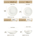 Juego de vajilla MALACASA de porcelana blanca con borde dorado, estilo nórdico europeo, de 16/32 piezas, con cuenco, plato llano, plato de postre y plato hondo para 4 personas.