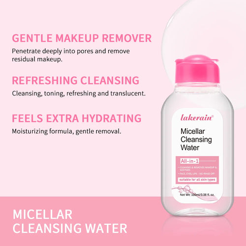 Agua micelar Garnier de 100 ml, limpiador facial hidratante, desmaquillante profundo, agua limpiadora, refrescante, hidratante, limpiadora de la piel.