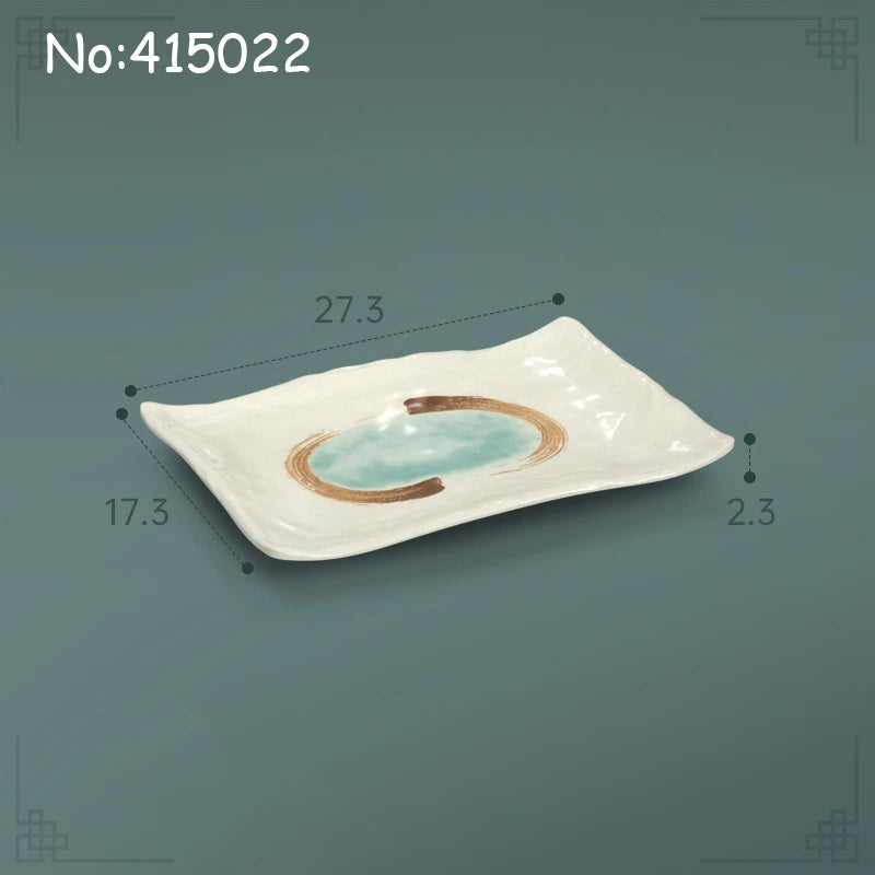 Juego de platos planos de melamina, bandeja comercial para comida rápida, plato plano para sushi y filete de restaurante, estilo palacio, vajilla irrompible