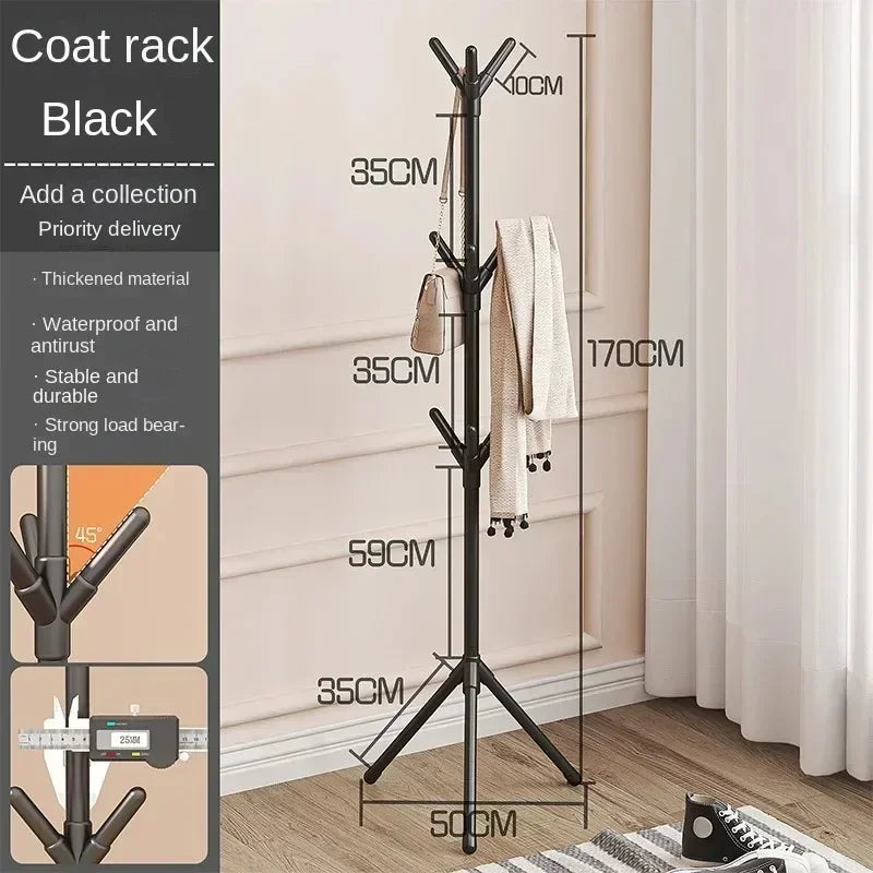 Perchero de pie con forma de rama de árbol, con múltiples ganchos, móvil y práctico para guardar ropa en la sala de estar o en casa.