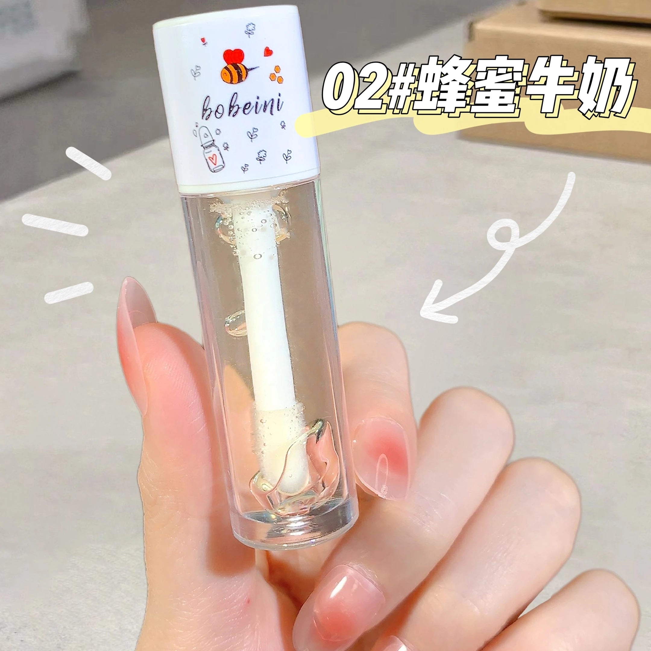 Aceite labial de miel y melocotón, voluminizador, hidratante, no pegajoso, brillo, bálsamo labial líquido transparente de larga duración.