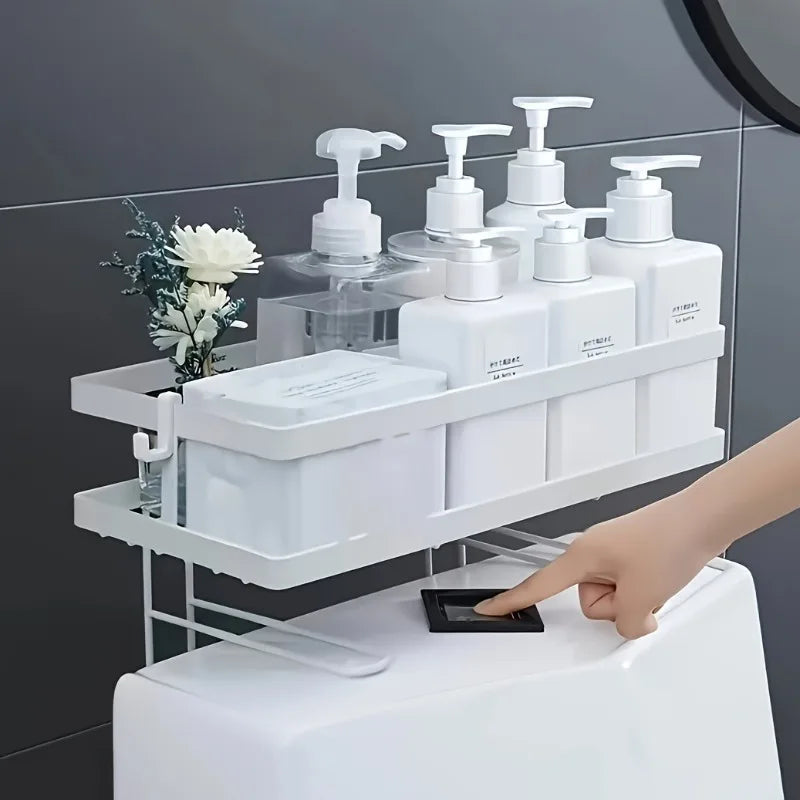 Estante de almacenamiento para inodoro sin perforaciones, estante de almacenamiento diverso para baño, estante de almacenamiento multifuncional para baño