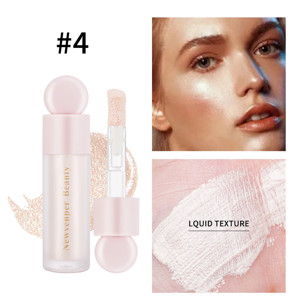 Iluminador líquido + Colorete líquido + Contorno líquido para rostro y cuerpo, acabado de alto brillo, maquillaje iluminador líquido de luminosidad natural.